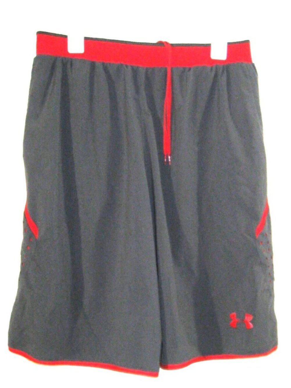 Under Armour Mens Large Basketball Shorts Gray Loose Fit Polyester with Pockets